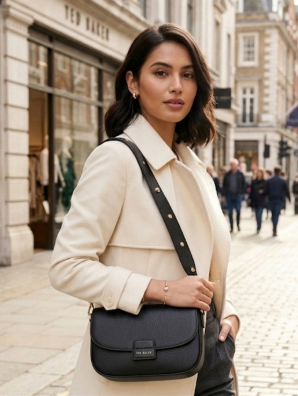 Ted Baker London Embossed Logo Rory Crossbody/ Detachable Rosette Strap, Black